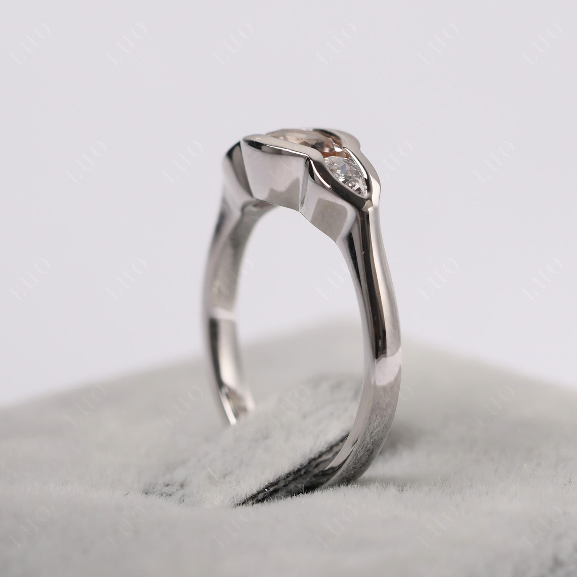 Morganite Three Stone Anniversary Ring - LUO Jewelry 