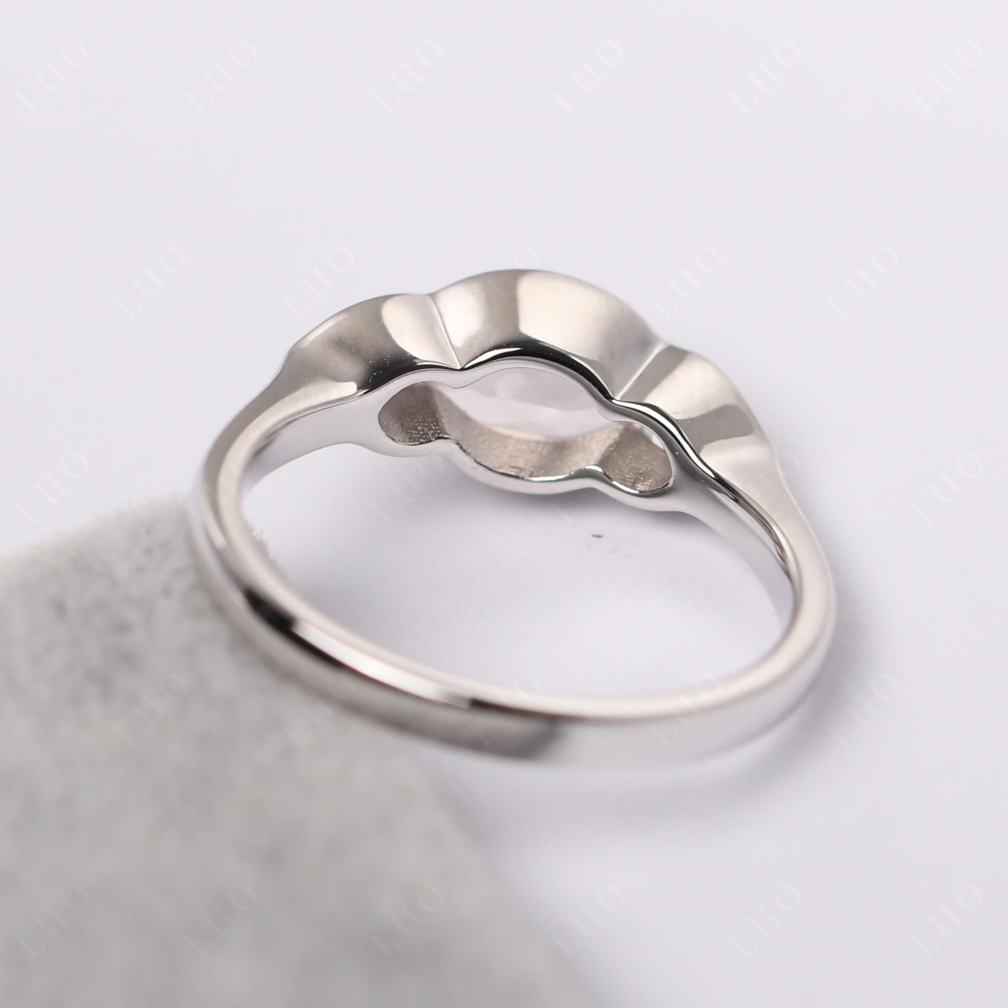 Rose Quartz Oval Three Stone Engagement Ring - LUO Jewelry 