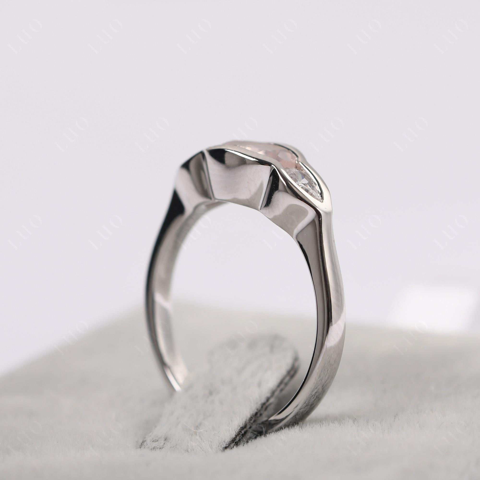 Rose Quartz Oval Three Stone Engagement Ring - LUO Jewelry 