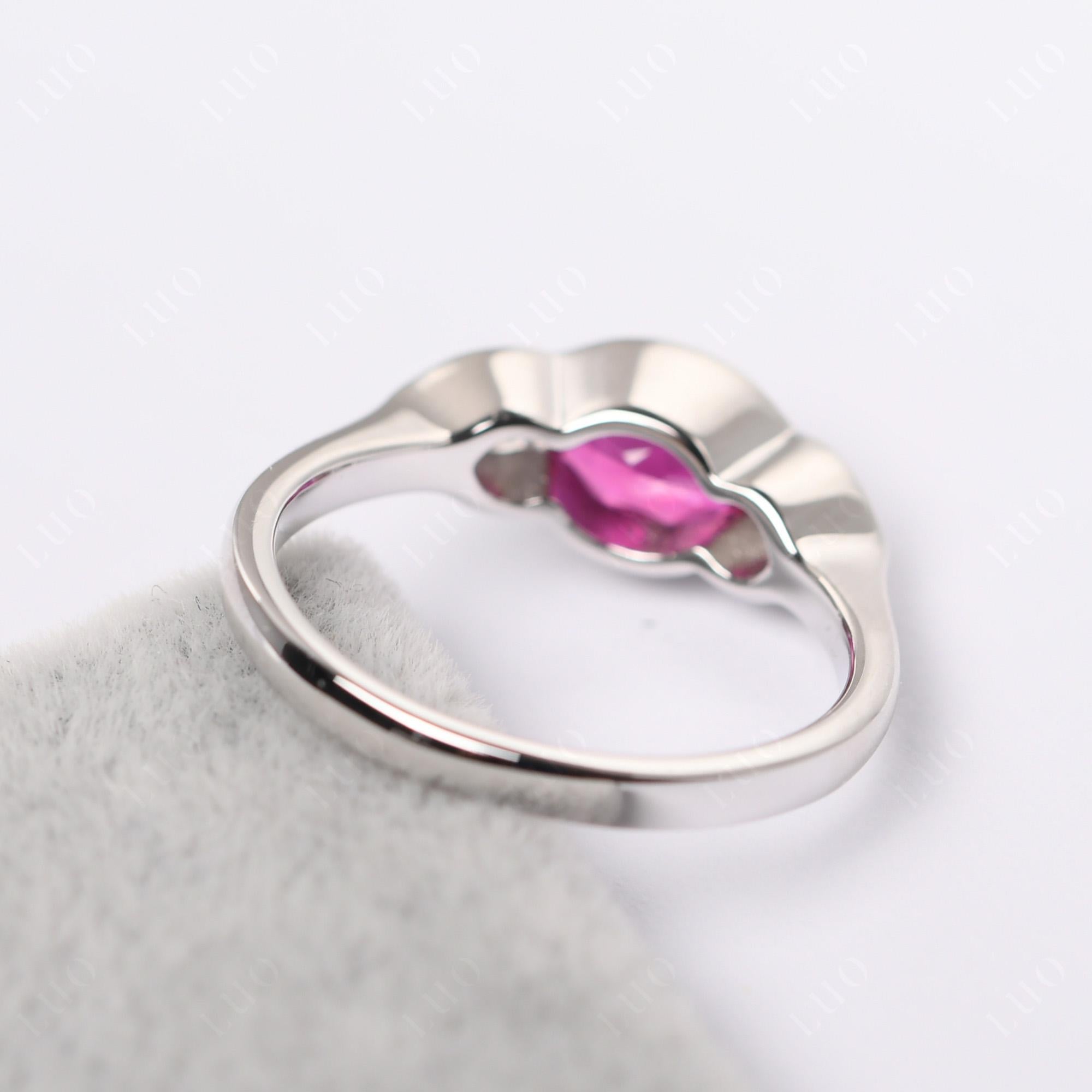 Ruby Three Stone Anniversary Ring - LUO Jewelry 