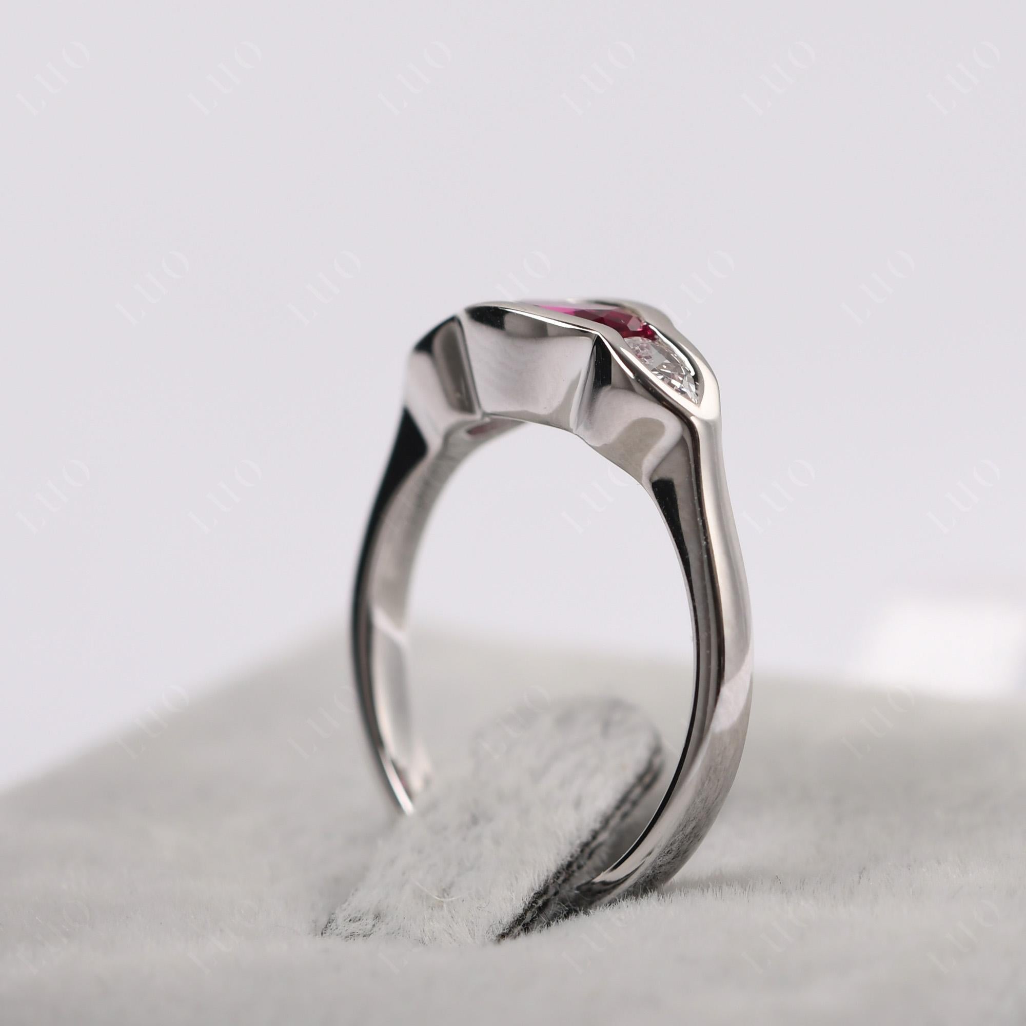 Ruby Three Stone Anniversary Ring - LUO Jewelry 