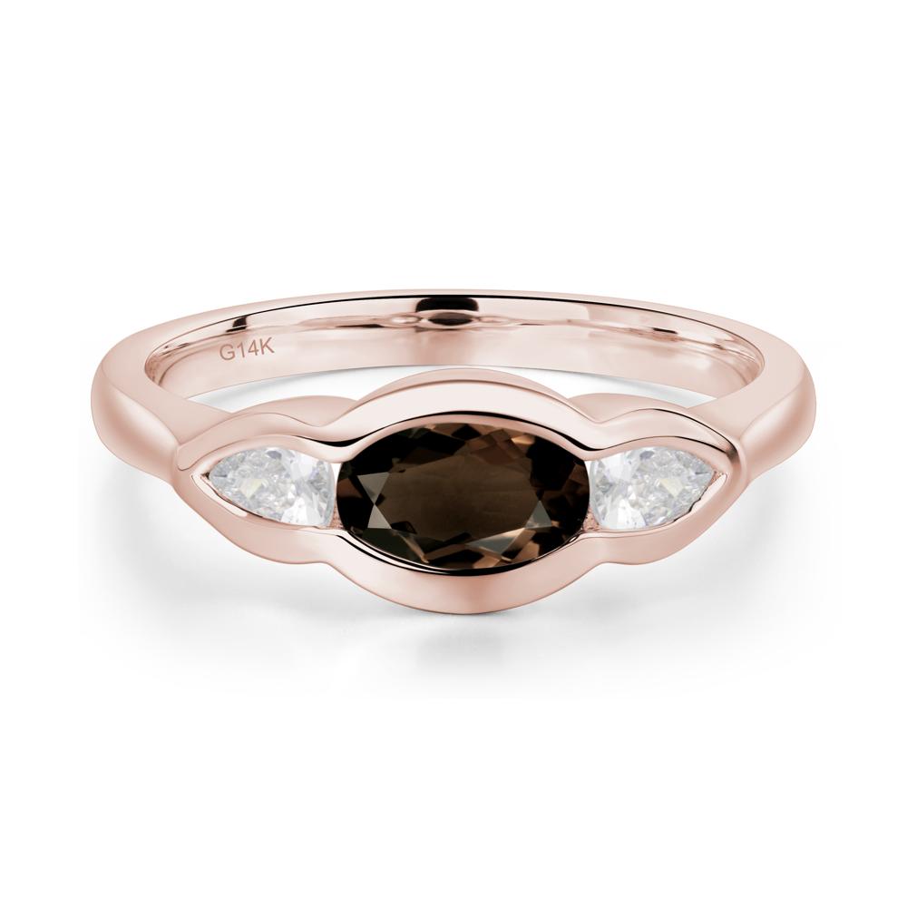 Smoky Quartz Oval Three Stone Engagement Ring - LUO Jewelry #metal_14k rose gold