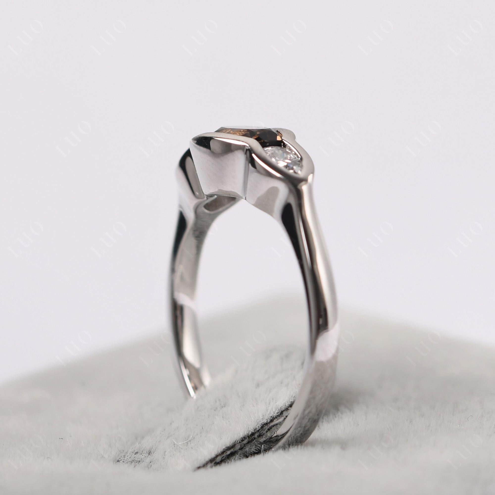 Smoky Quartz Oval Three Stone Engagement Ring - LUO Jewelry 