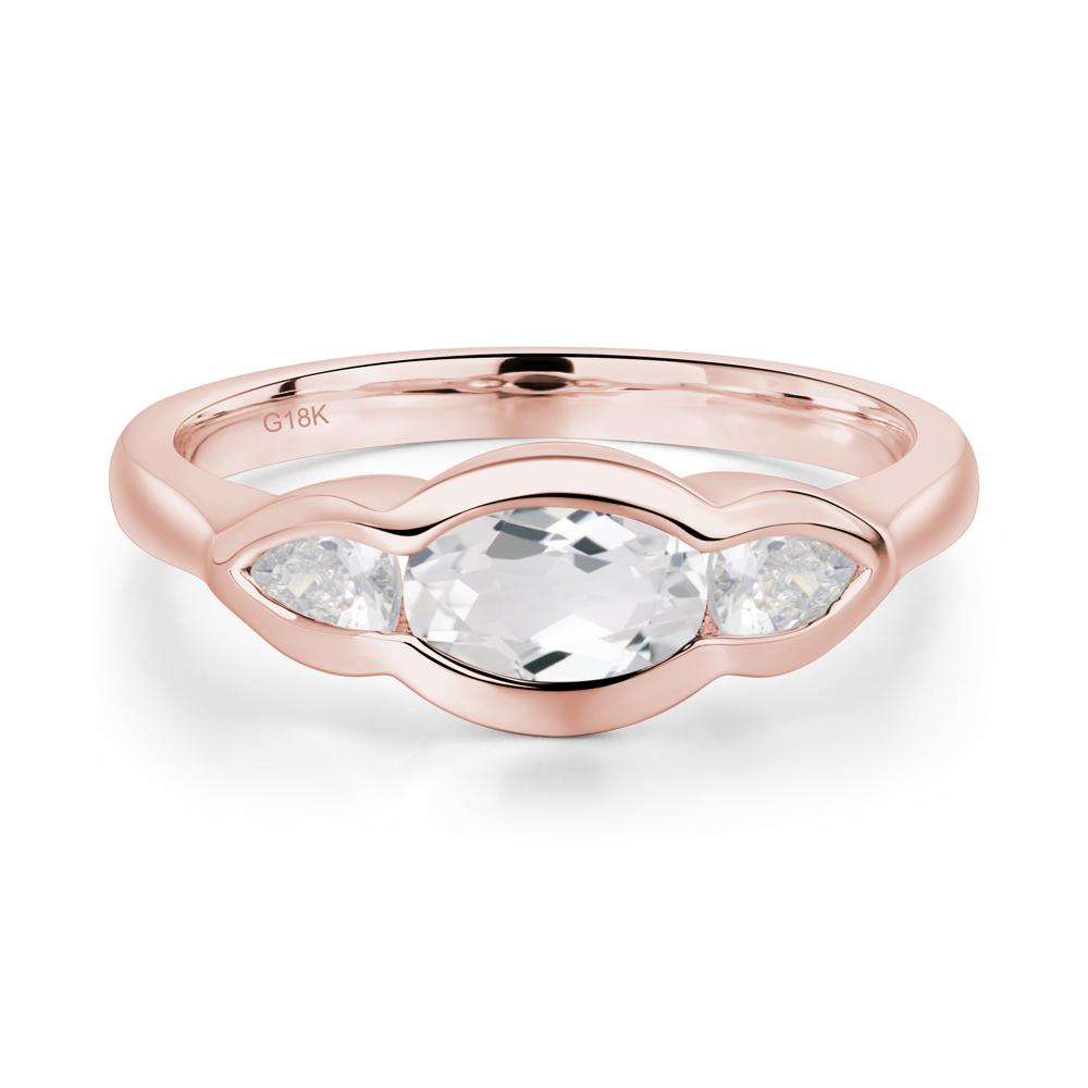 White Topaz Three Stone Anniversary Ring - LUO Jewelry #metal_18k rose gold