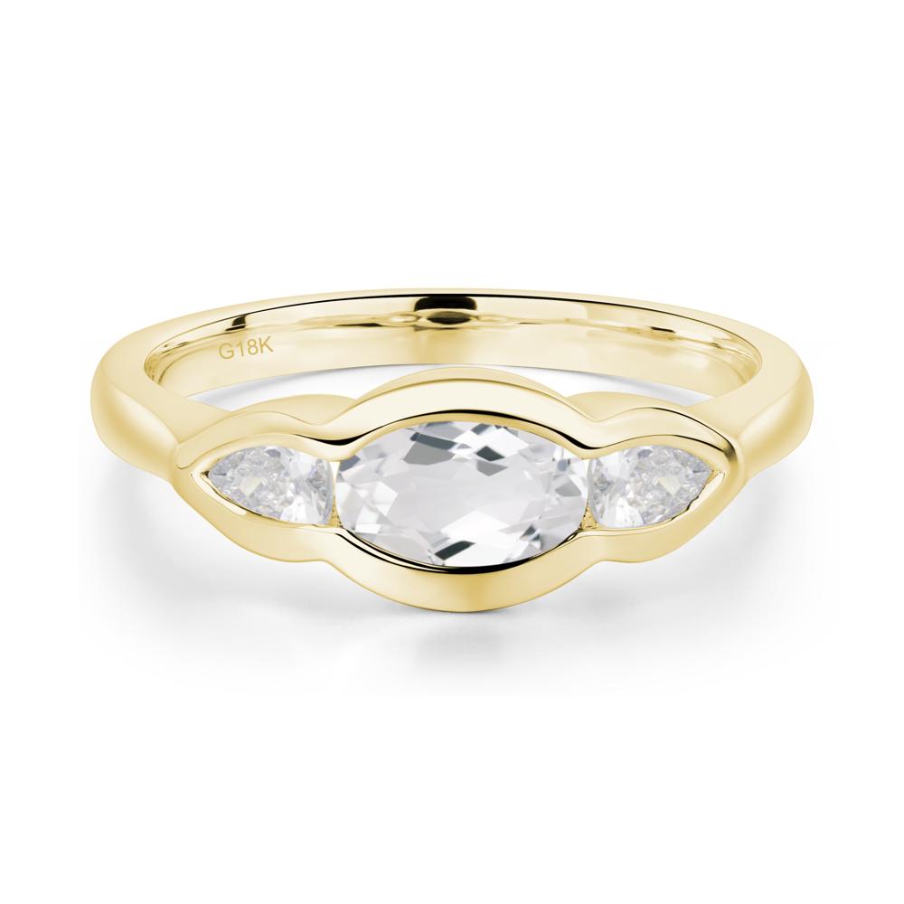 White Topaz Three Stone Anniversary Ring - LUO Jewelry #metal_18k yellow gold