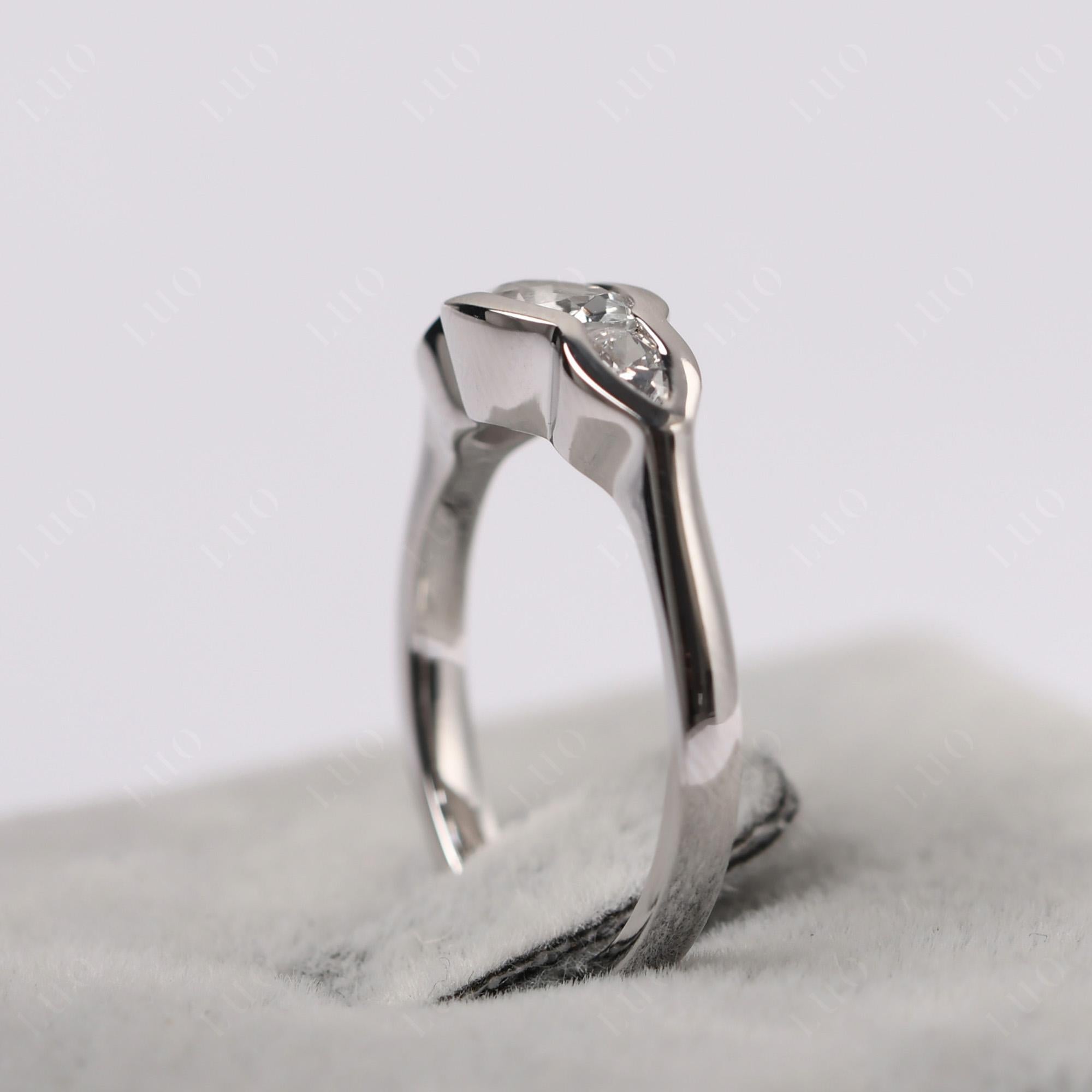White Topaz Three Stone Anniversary Ring - LUO Jewelry 