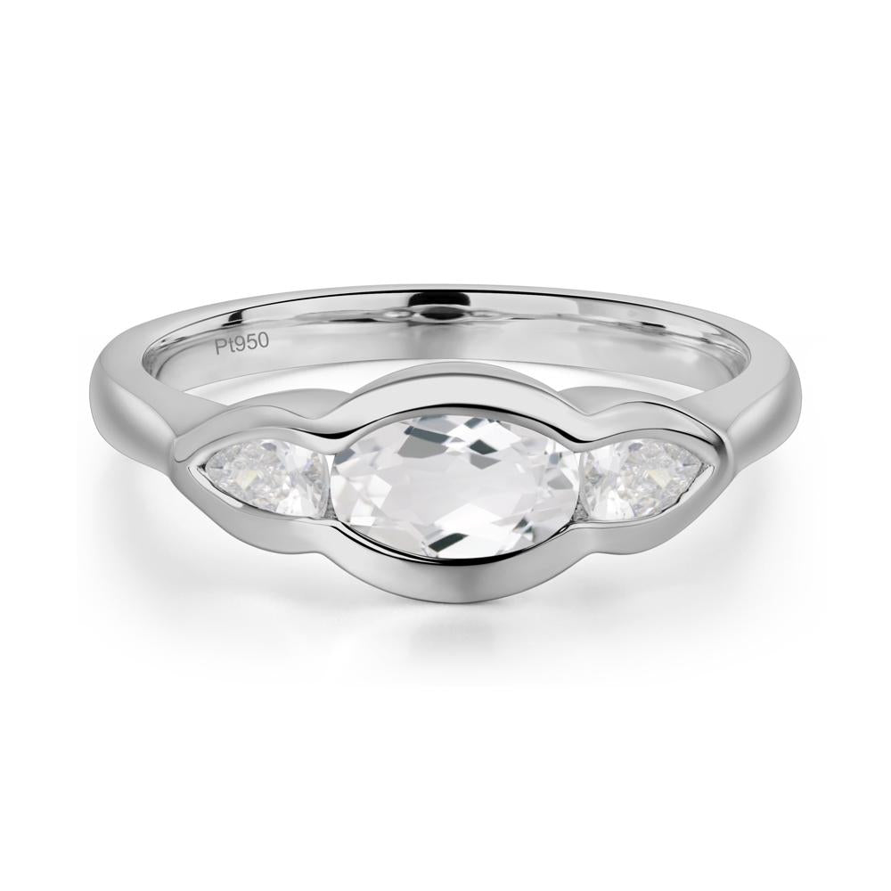 White Topaz Three Stone Anniversary Ring - LUO Jewelry #metal_platinum
