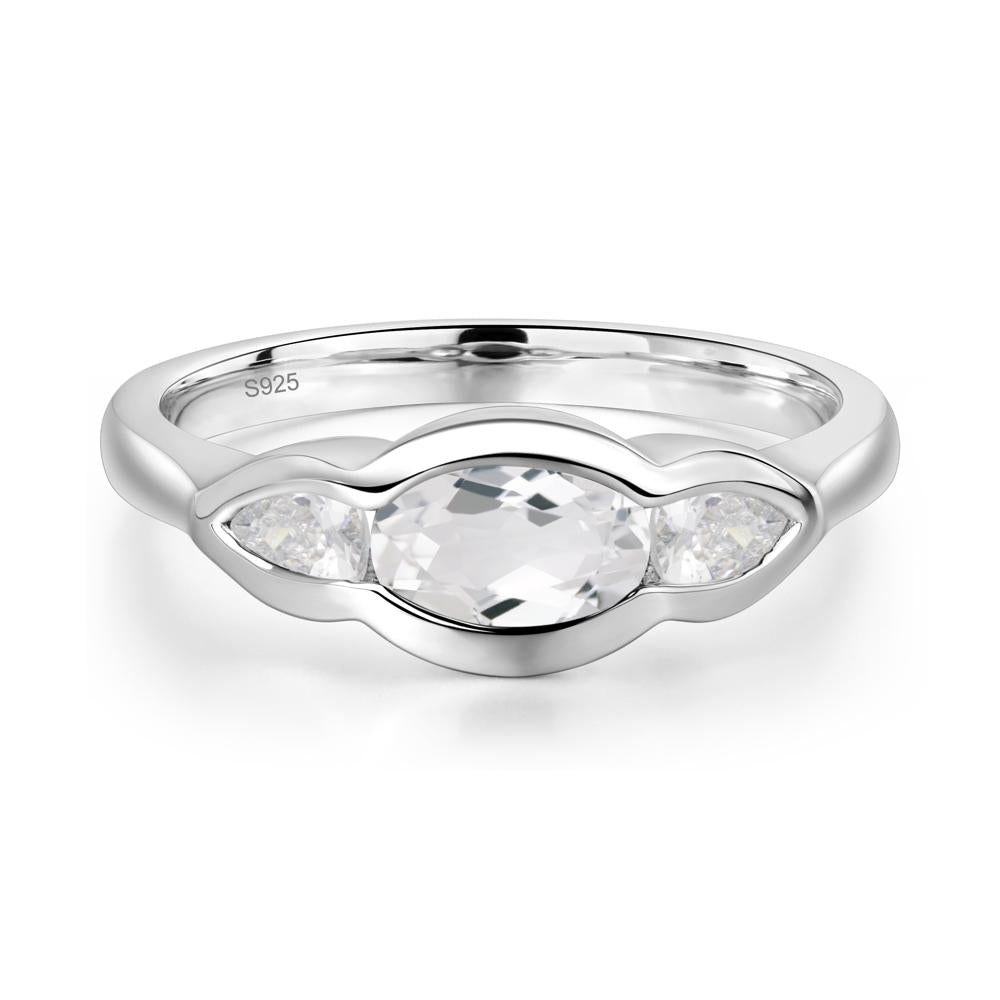 White Topaz Three Stone Anniversary Ring - LUO Jewelry #metal_sterling silver