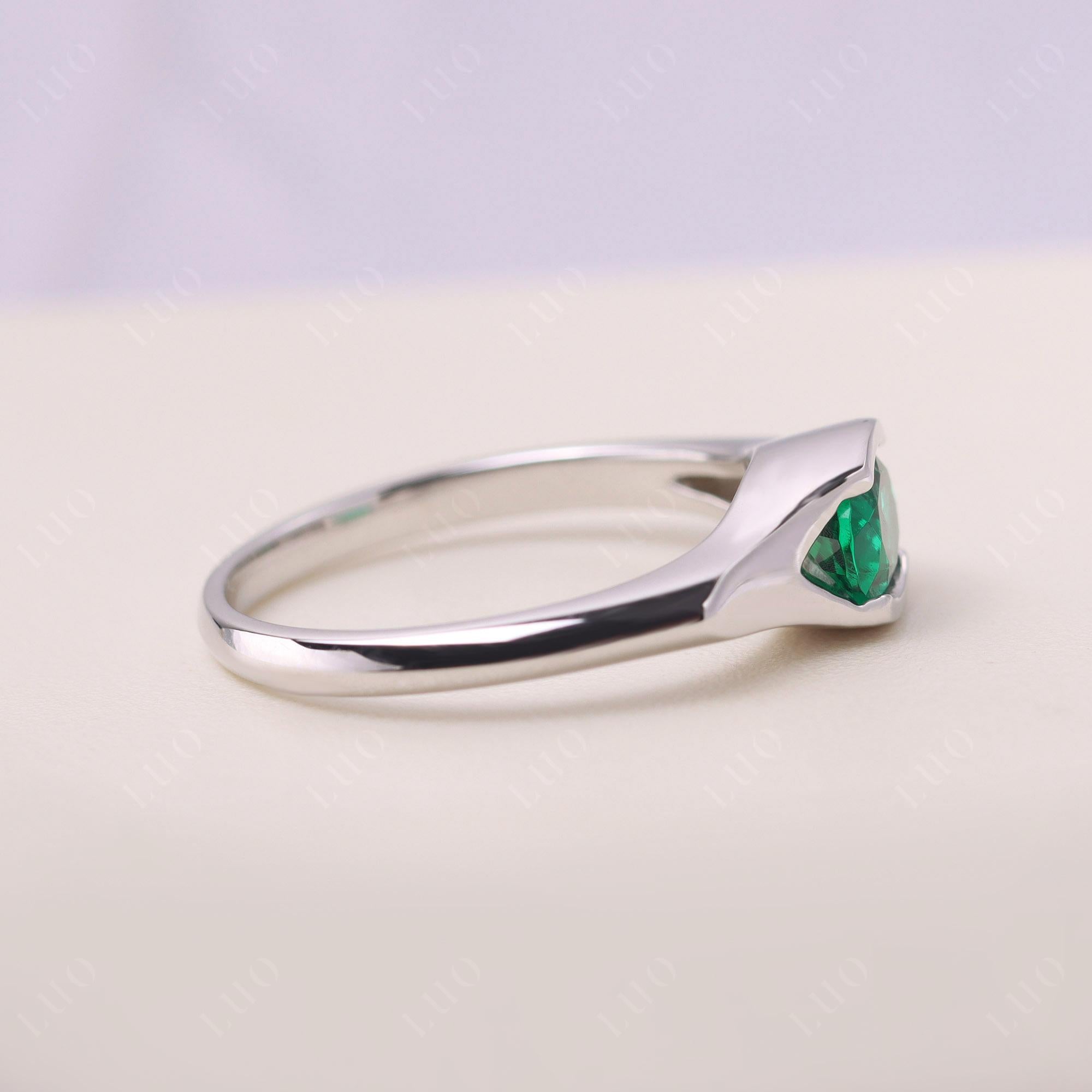 Oval Emerald East West Bezel Set Ring - LUO Jewelry 