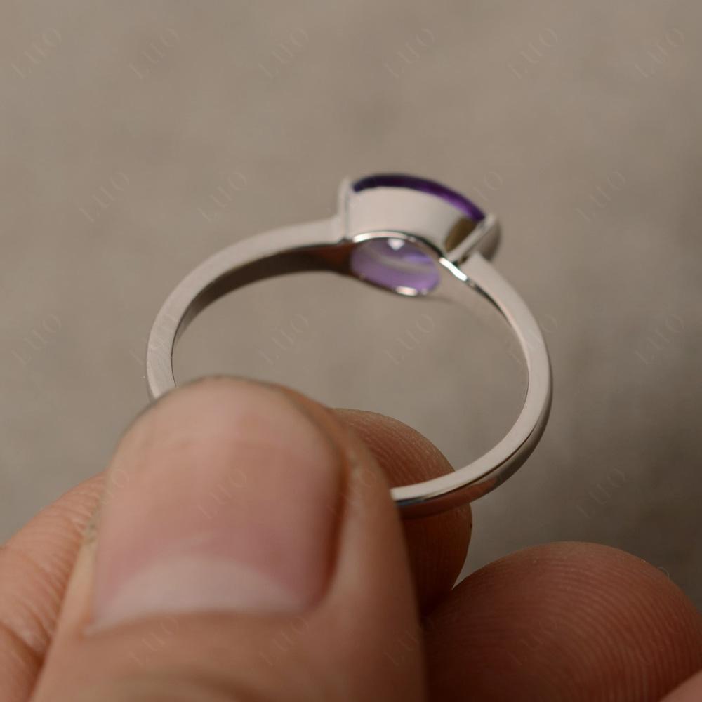 Oval Amethyst Horizontal Engagement Ring - LUO Jewelry 