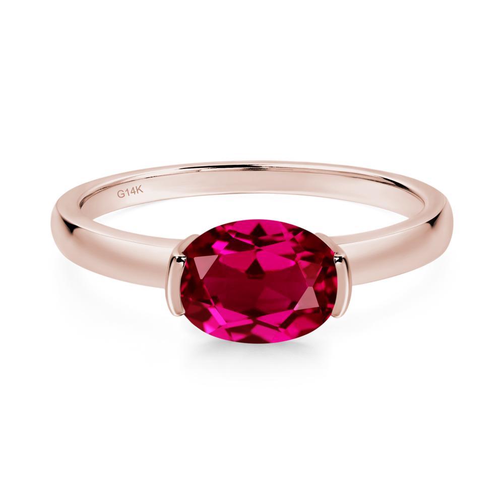 Oval Ruby Horizontal Engagement Ring - LUO Jewelry #metal_14k rose gold