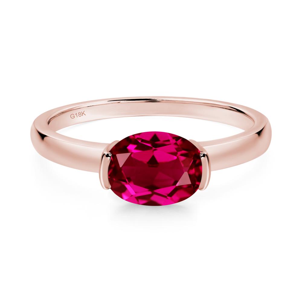Oval Ruby Horizontal Engagement Ring - LUO Jewelry #metal_18k rose gold