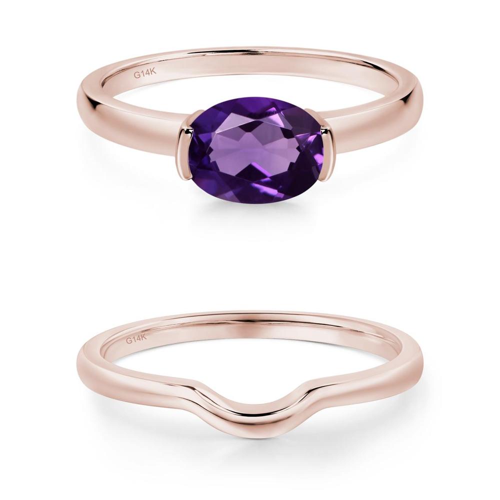 Oval Amethyst Horizontal Engagement Ring - LUO Jewelry #metal_xxxxx