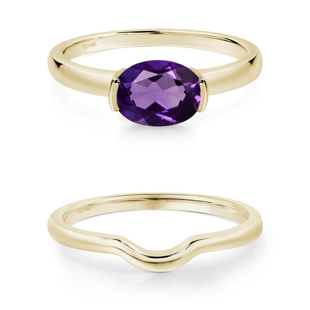Oval Amethyst Horizontal Engagement Ring - LUO Jewelry #metal_xxxxx