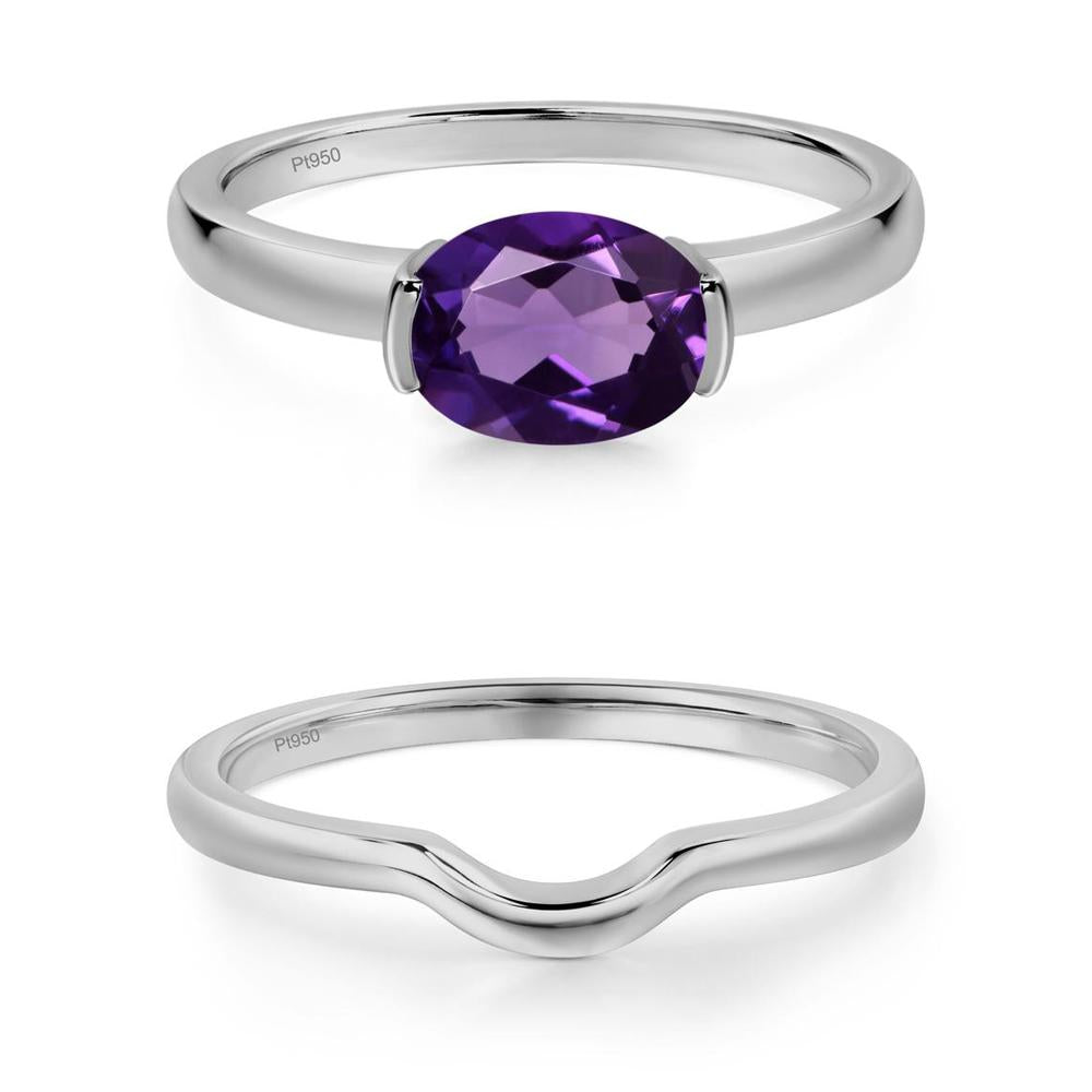 Oval Amethyst Horizontal Engagement Ring - LUO Jewelry #metal_xxxxx
