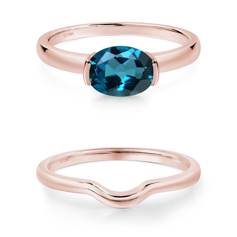 Oval London Blue Topaz Horizontal Engagement Ring - LUO Jewelry #metal_xxxxx