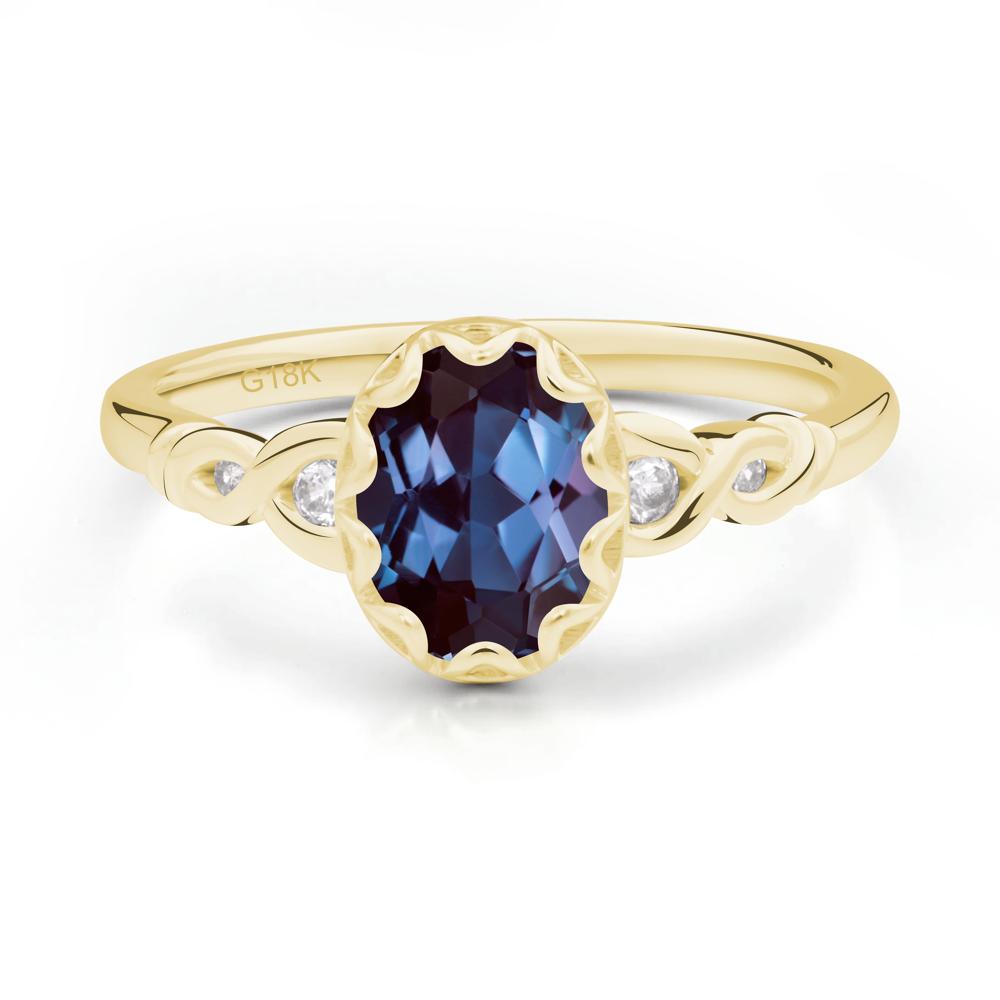 Alexandrite Vintage Oval Engagement Ring - LUO Jewelry #metal_18k yellow gold