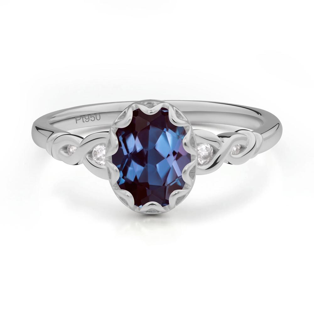 Alexandrite Vintage Oval Engagement Ring - LUO Jewelry #metal_platinum