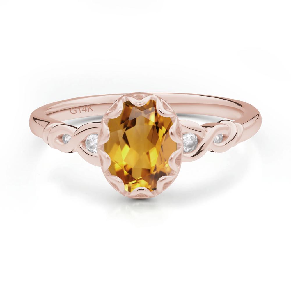Vintage Citrine Oval Cut Engagement Ring - LUO Jewelry #metal_14k rose gold