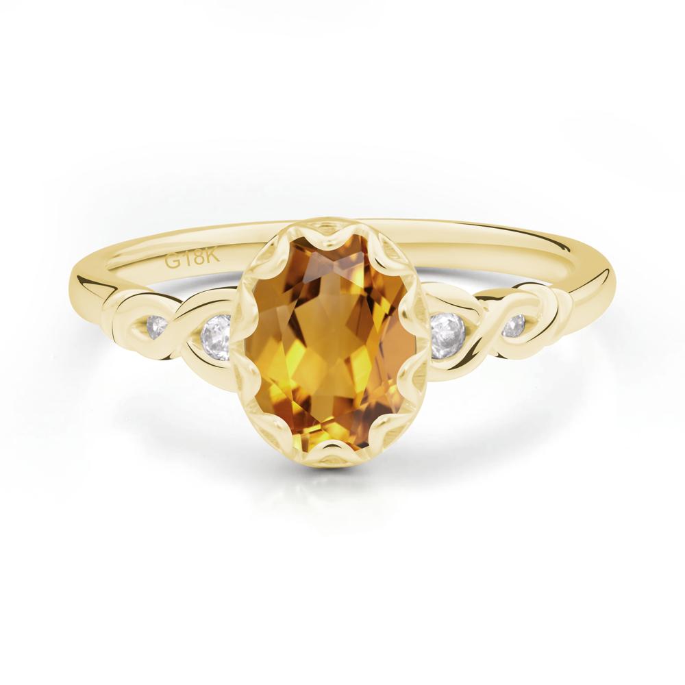 Vintage Citrine Oval Cut Engagement Ring - LUO Jewelry #metal_18k yellow gold