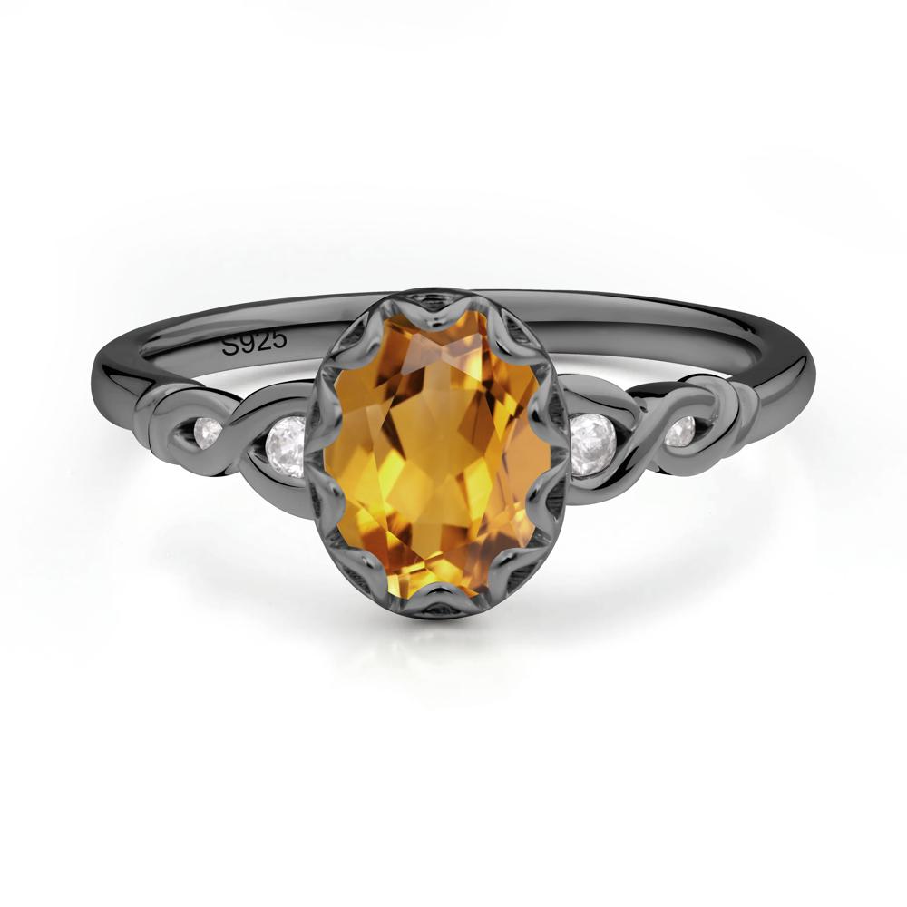 Vintage Citrine Oval Cut Engagement Ring - LUO Jewelry #metal_black finish sterling silver