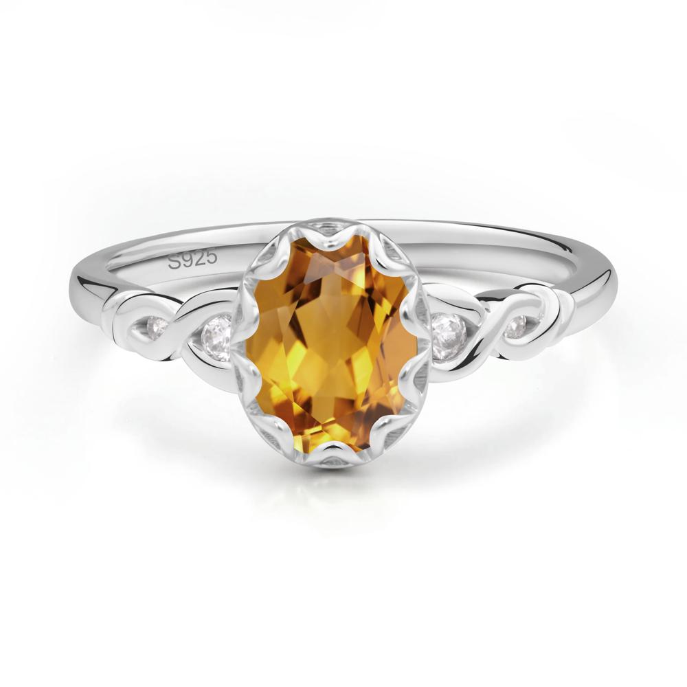 Vintage Citrine Oval Cut Engagement Ring - LUO Jewelry #metal_sterling silver