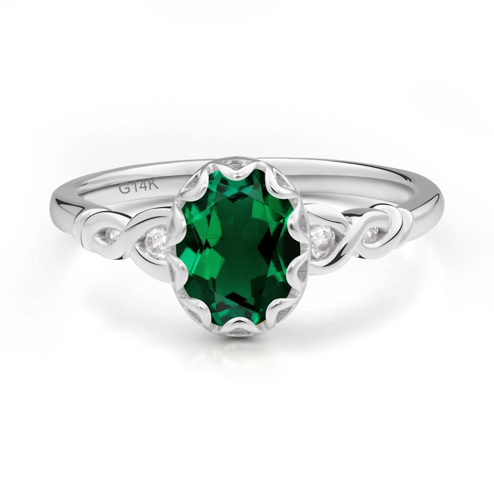 Vintage Emerald Oval Cut Engagement Ring - LUO Jewelry #metal_14k white gold
