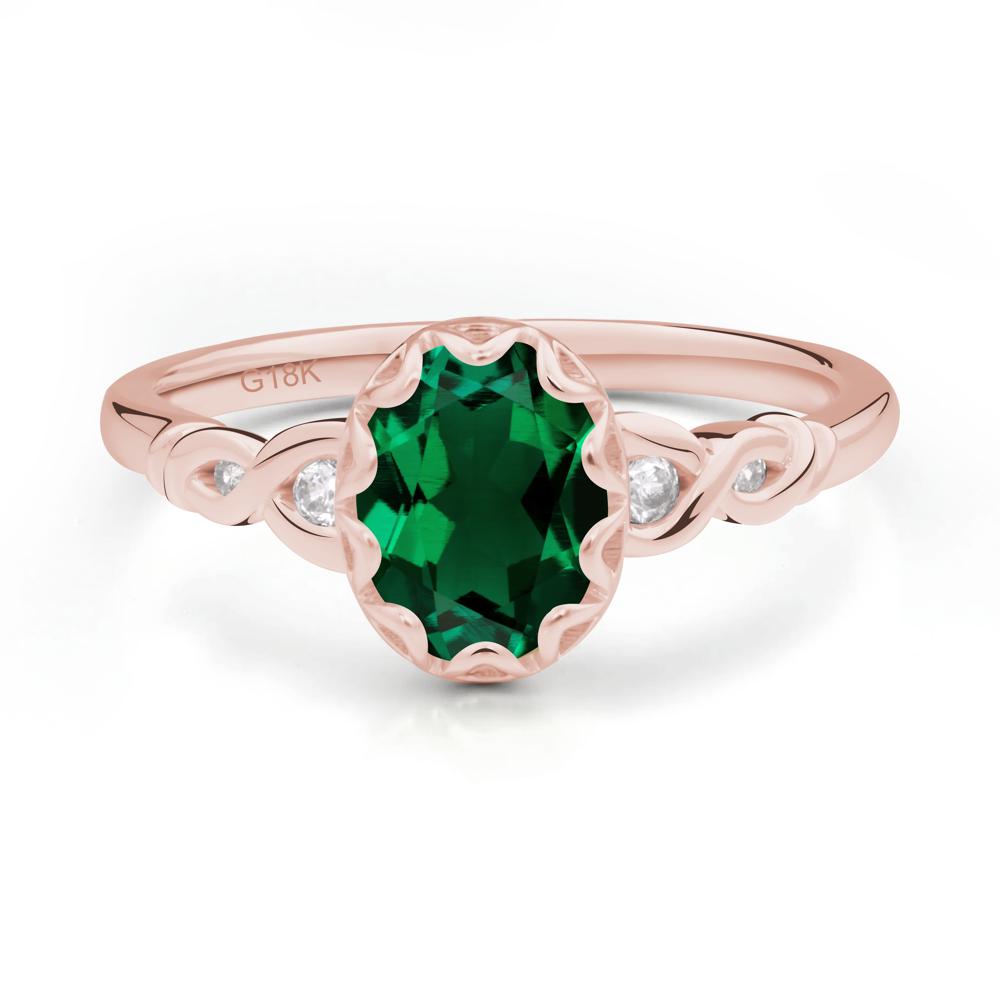 Vintage Emerald Oval Cut Engagement Ring - LUO Jewelry #metal_18k rose gold