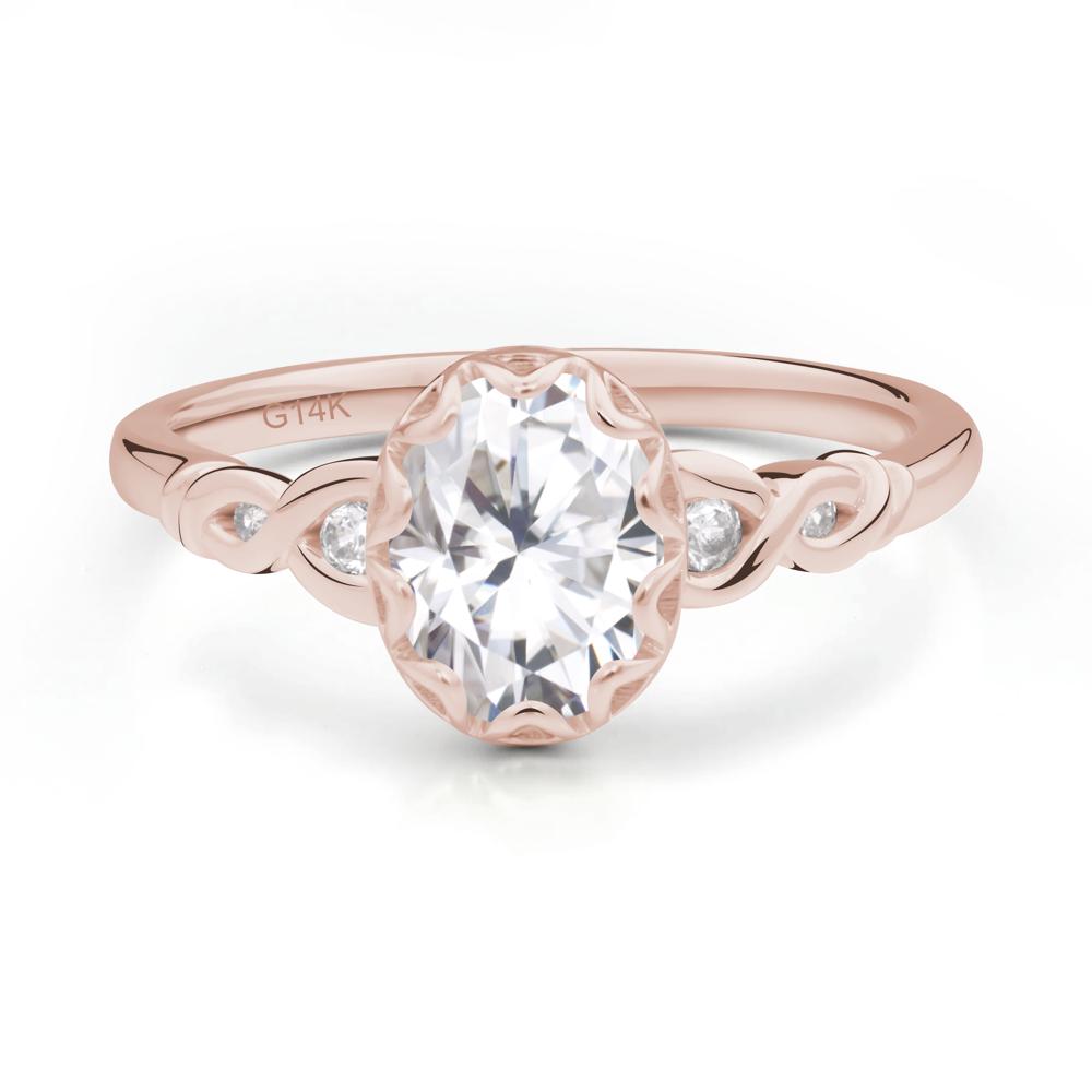 Vintage Moissanite Oval Cut Engagement Ring - LUO Jewelry #metal_14k rose gold