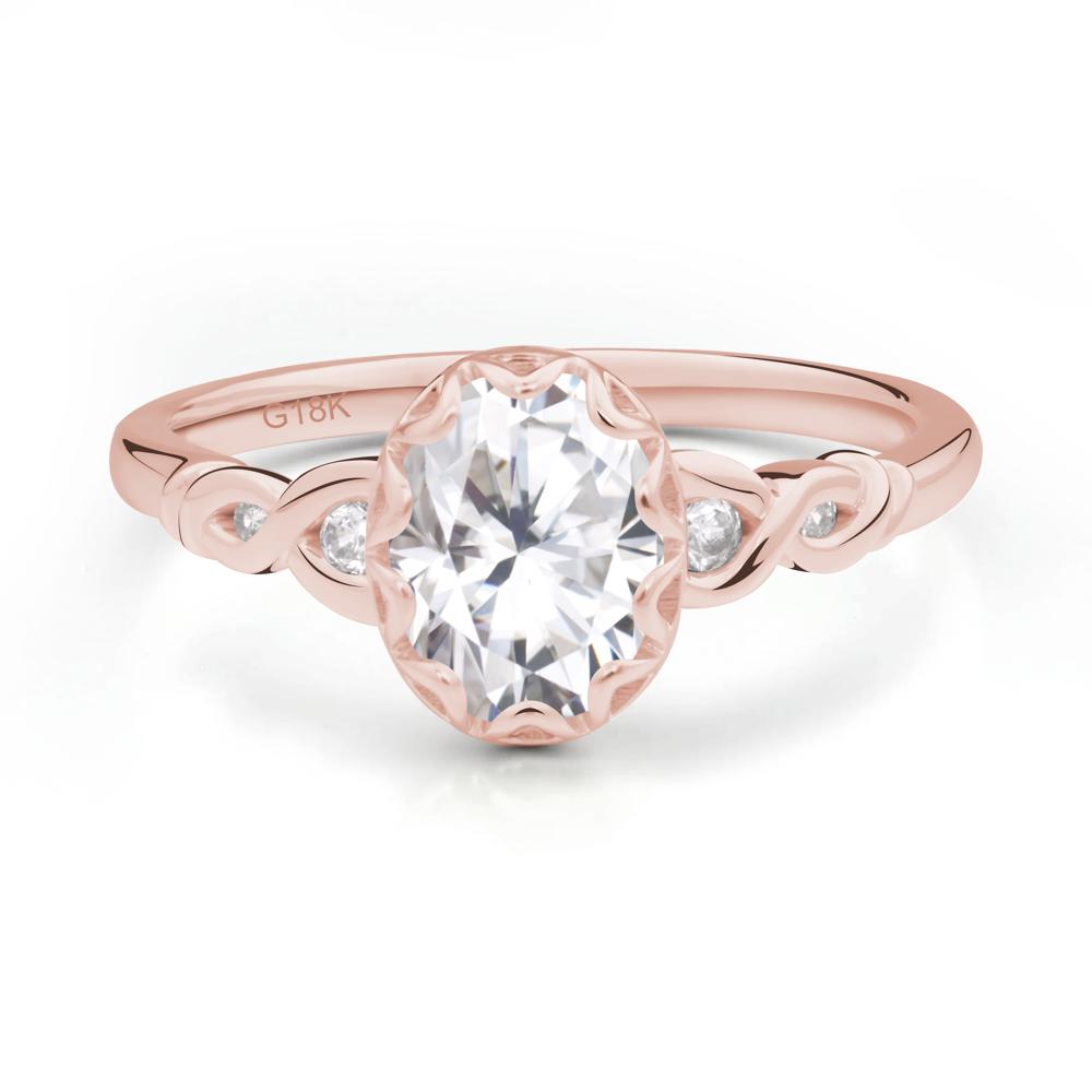 Vintage Moissanite Oval Cut Engagement Ring - LUO Jewelry #metal_18k rose gold