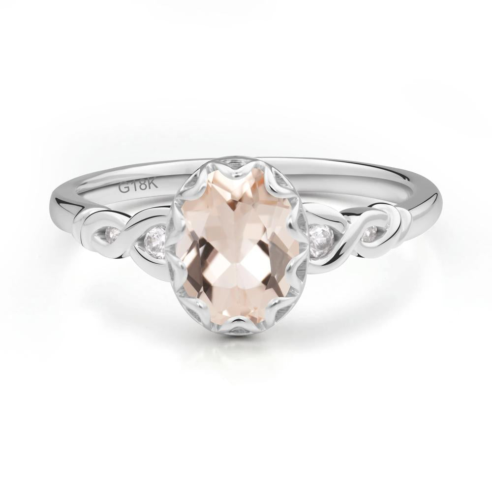 Morganite Vintage Oval Engagement Ring - LUO Jewelry #metal_18k white gold