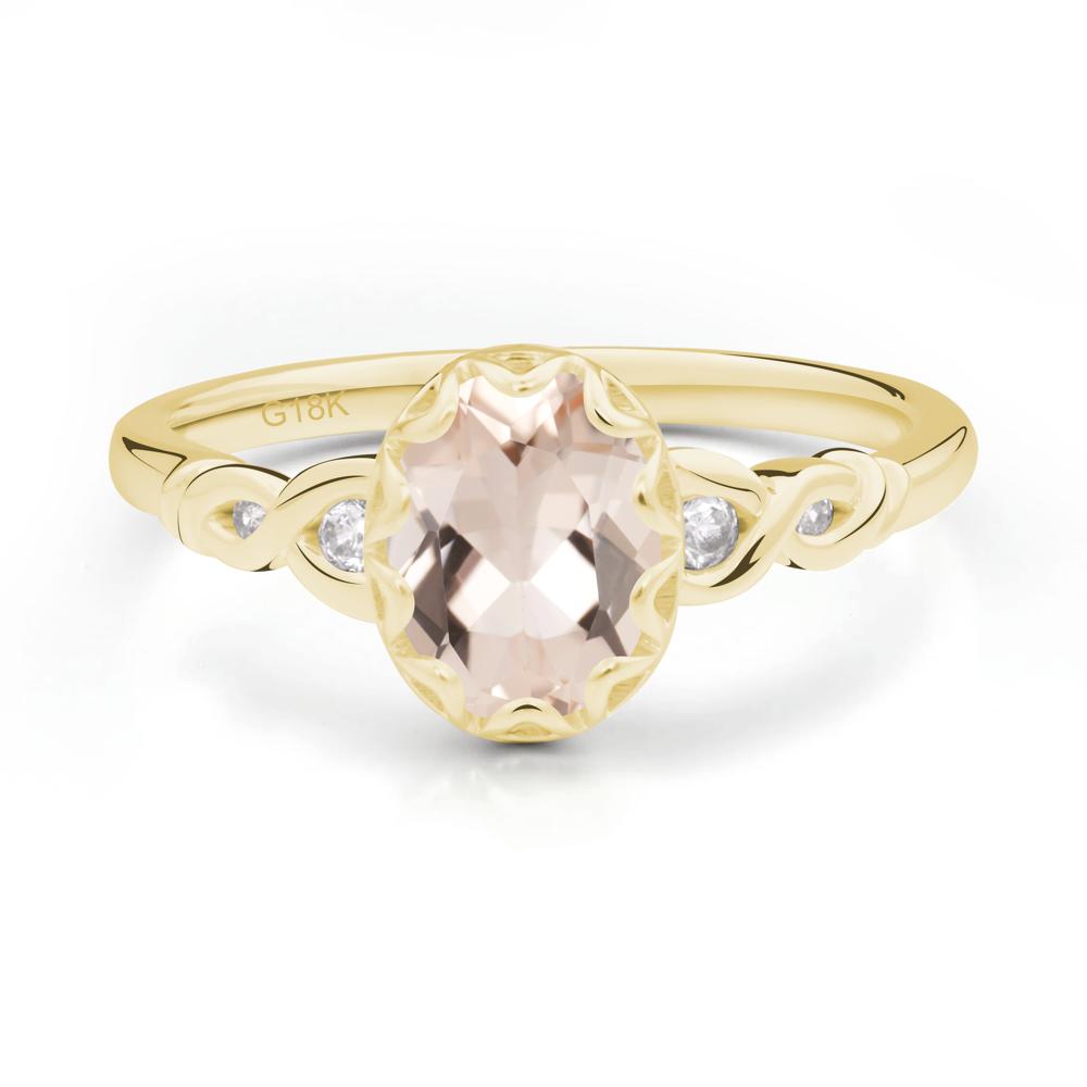 Morganite Vintage Oval Engagement Ring - LUO Jewelry #metal_18k yellow gold