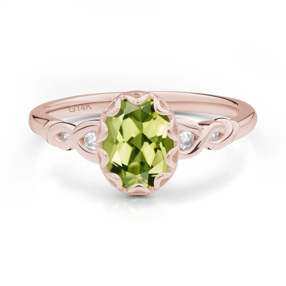 Peridot Vintage Oval Engagement Ring - LUO Jewelry #metal_14k rose gold