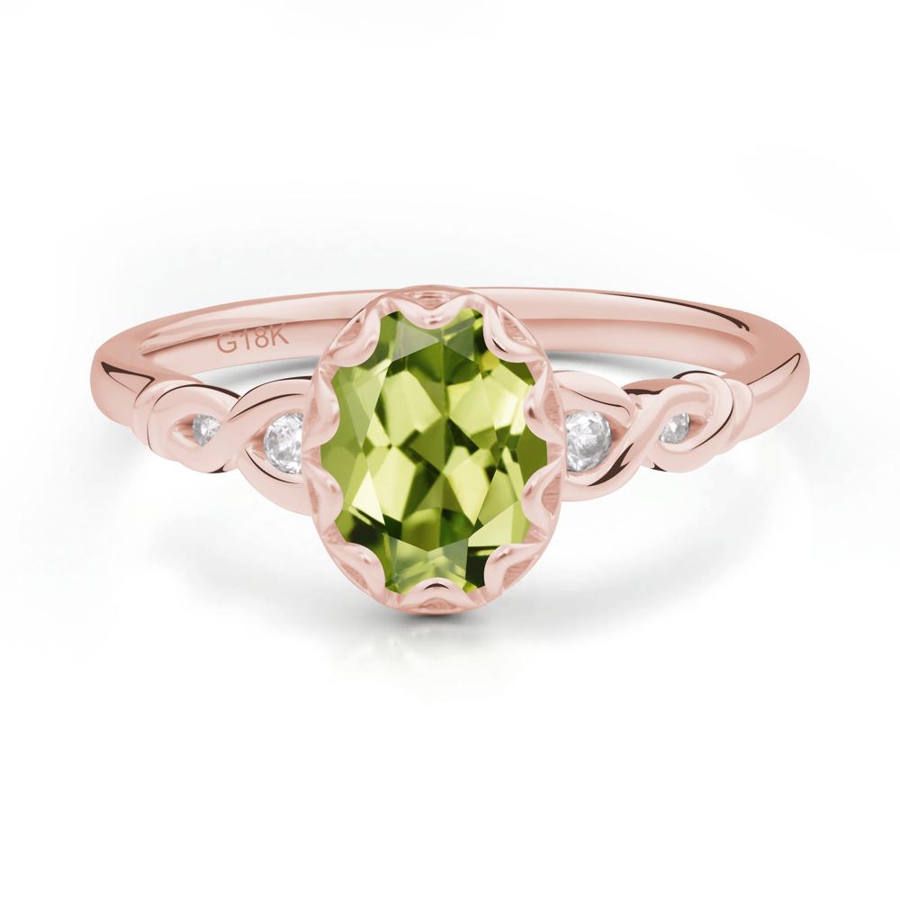 Peridot Vintage Oval Engagement Ring - LUO Jewelry #metal_18k rose gold