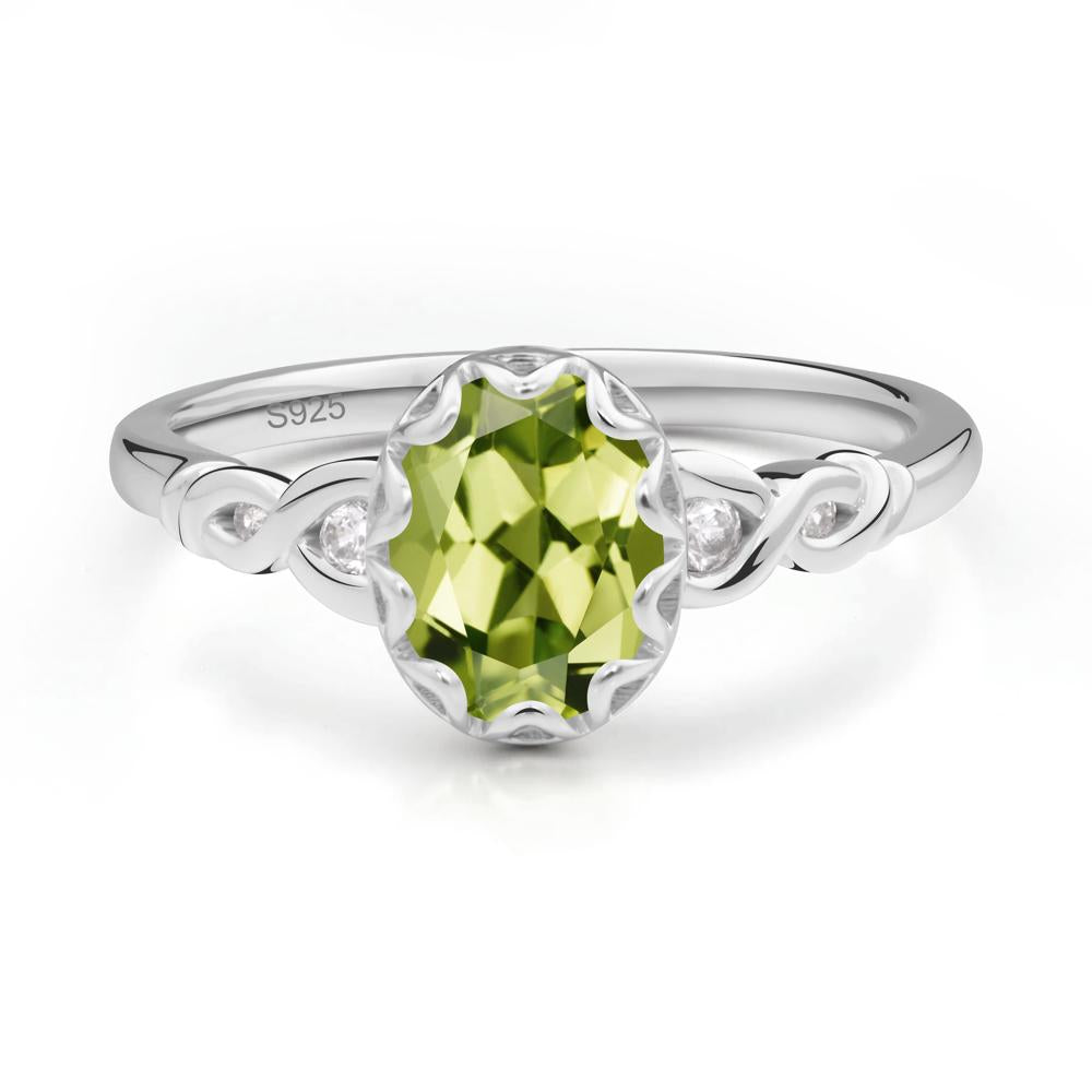 Peridot Vintage Oval Engagement Ring - LUO Jewelry #metal_sterling silver