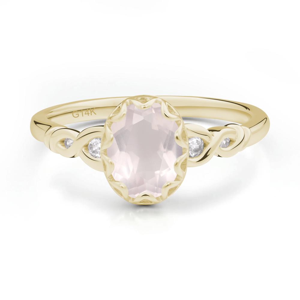 Vintage Rose Quartz Oval Cut Engagement Ring - LUO Jewelry #metal_14k yellow gold