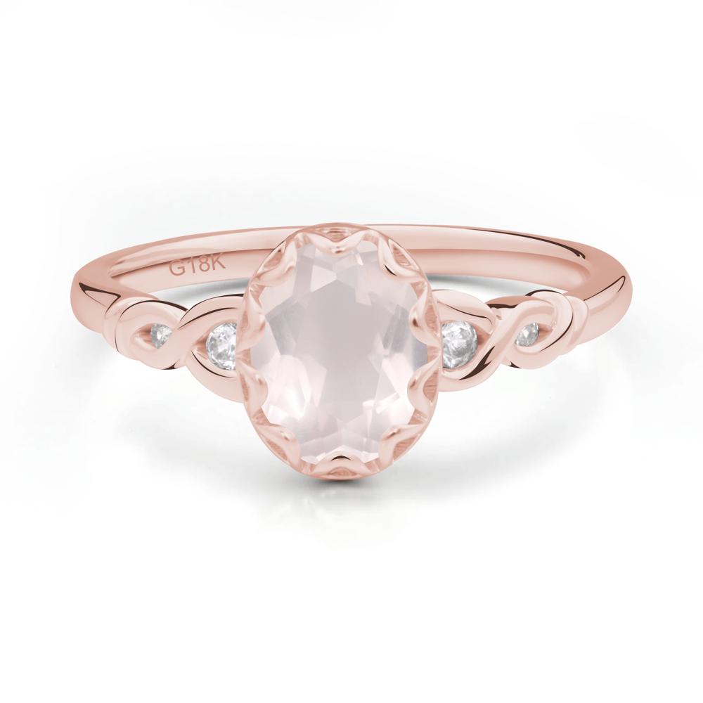 Vintage Rose Quartz Oval Cut Engagement Ring - LUO Jewelry #metal_18k rose gold