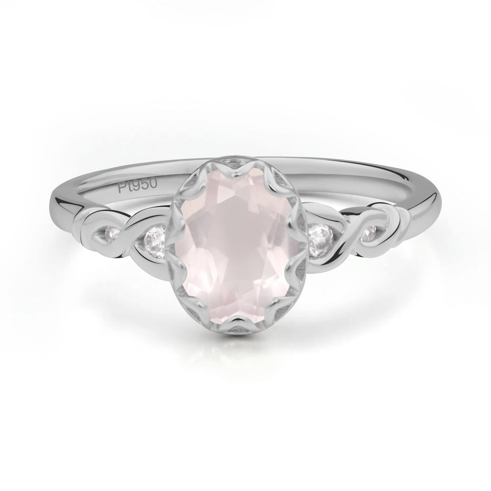 Vintage Rose Quartz Oval Cut Engagement Ring - LUO Jewelry #metal_platinum
