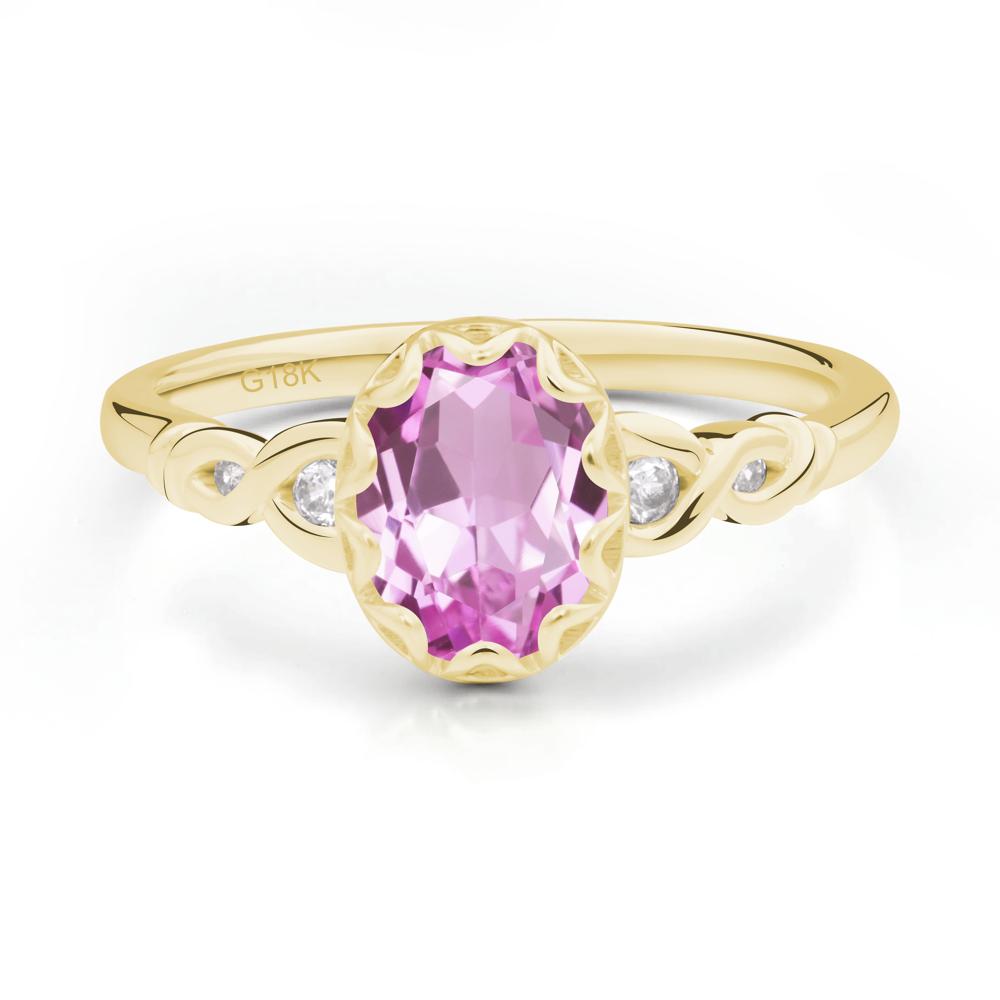 Vintage Pink Sapphire Oval Cut Engagement Ring - LUO Jewelry #metal_18k yellow gold