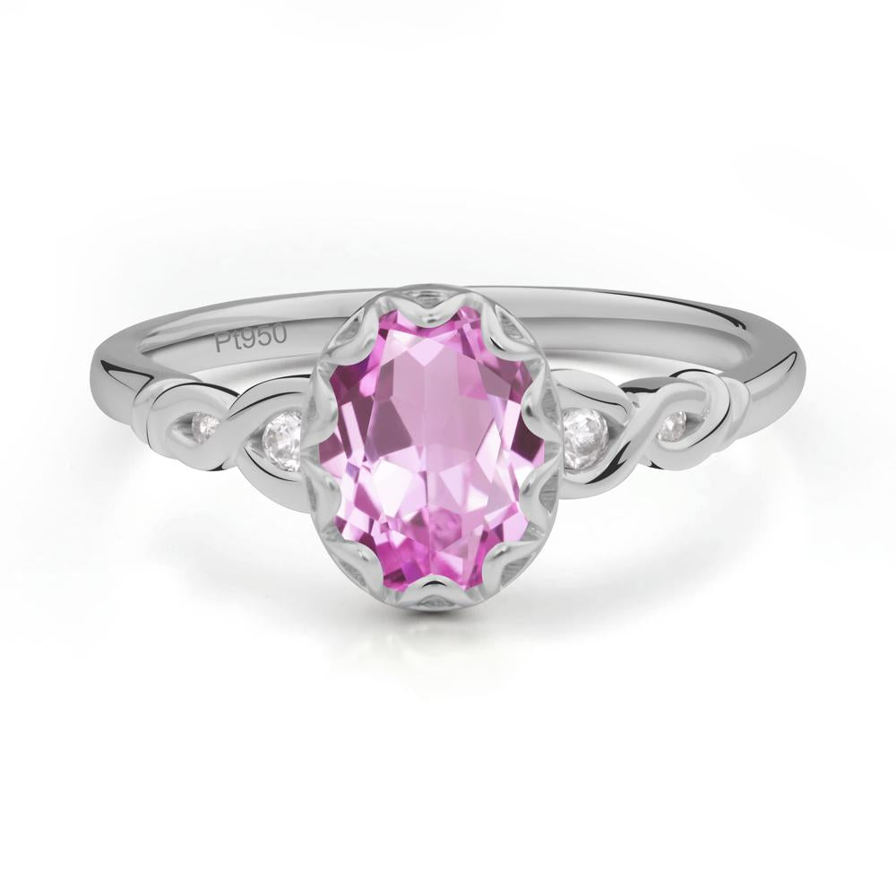 Vintage Pink Sapphire Oval Cut Engagement Ring - LUO Jewelry #metal_platinum
