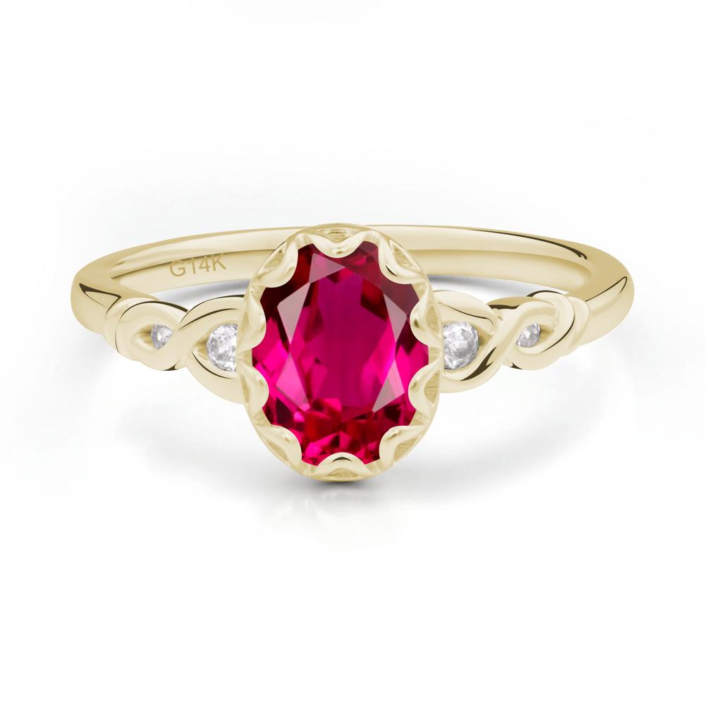 Ruby Vintage Oval Engagement Ring - LUO Jewelry #metal_14k yellow gold
