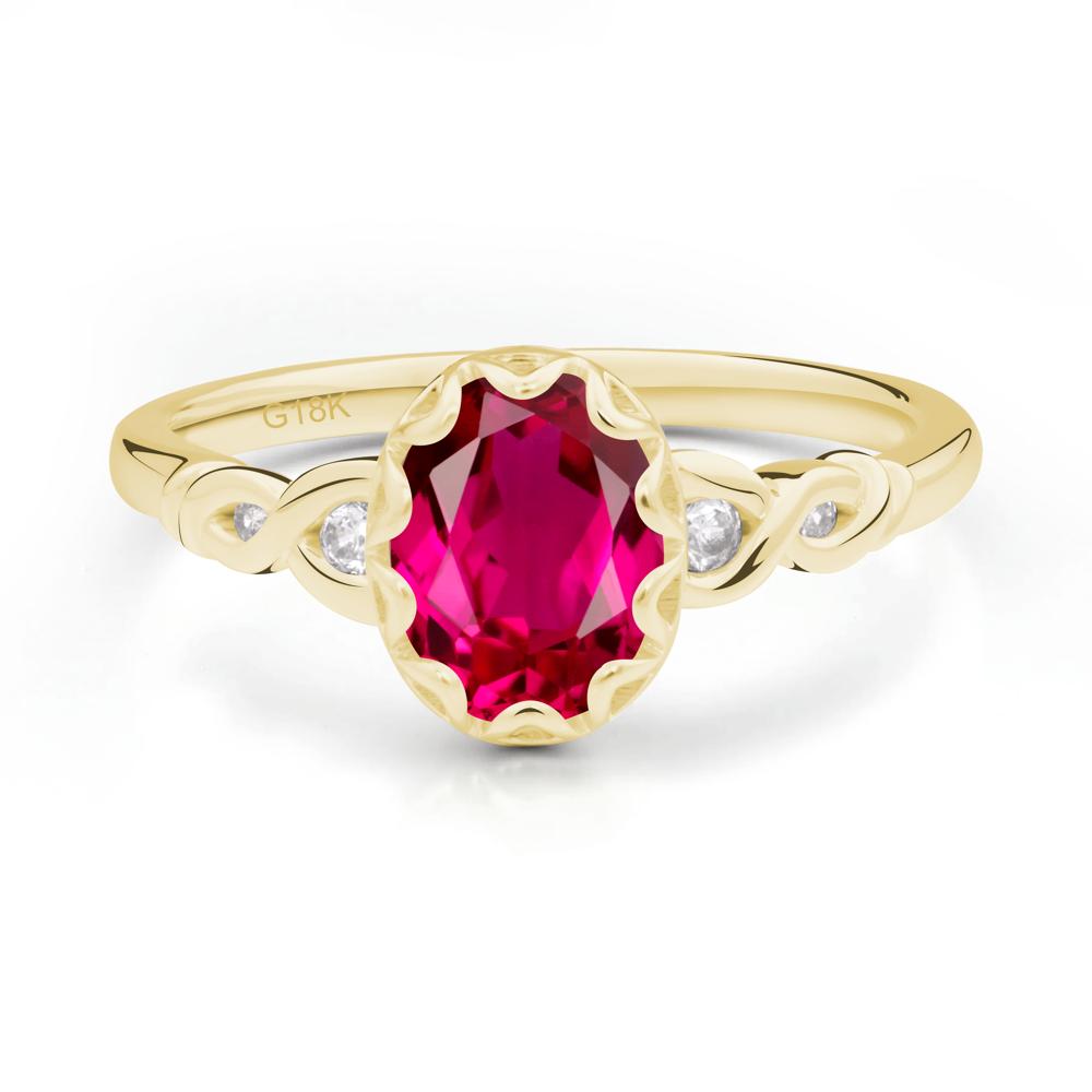 Ruby Vintage Oval Engagement Ring - LUO Jewelry #metal_18k yellow gold