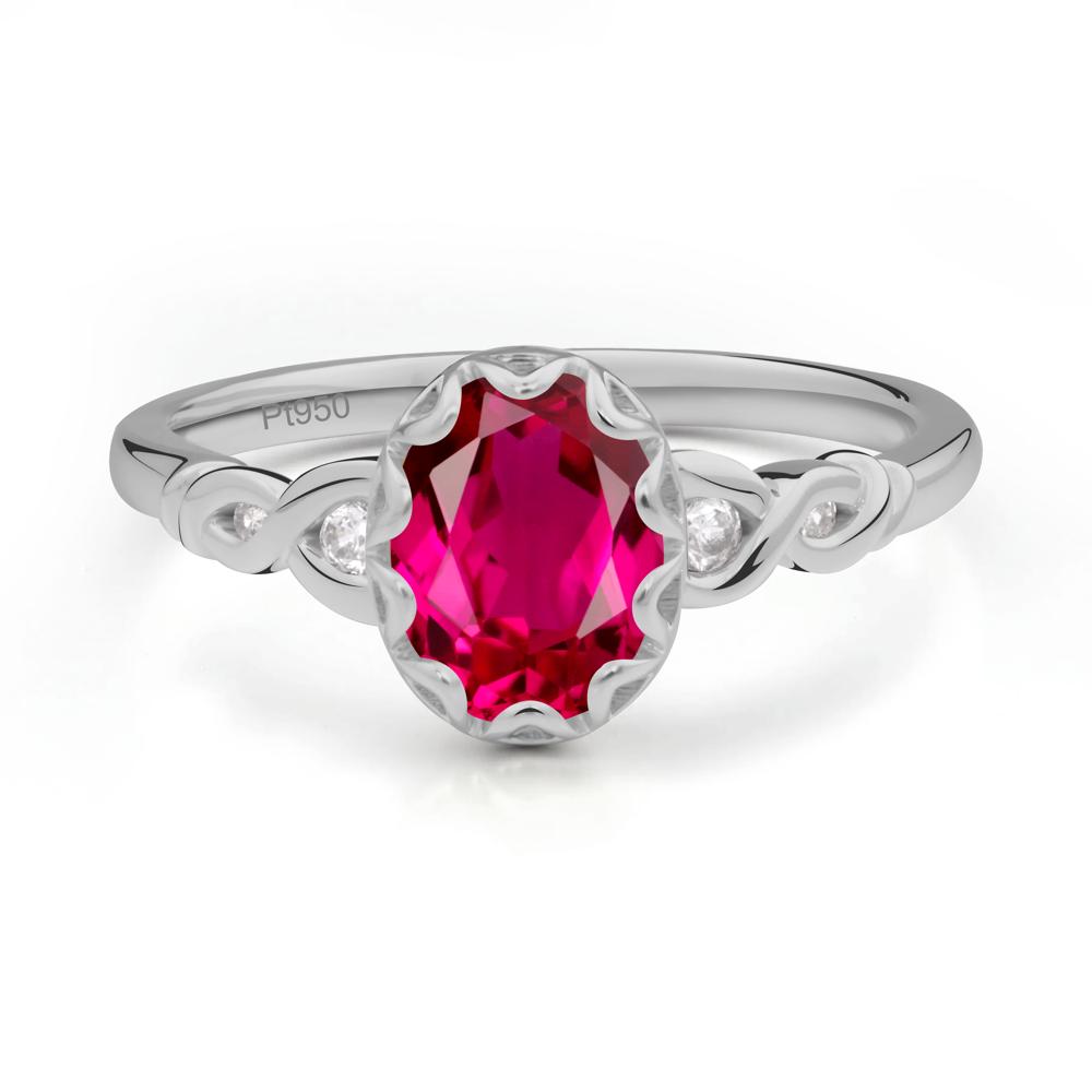 Ruby Vintage Oval Engagement Ring - LUO Jewelry #metal_platinum