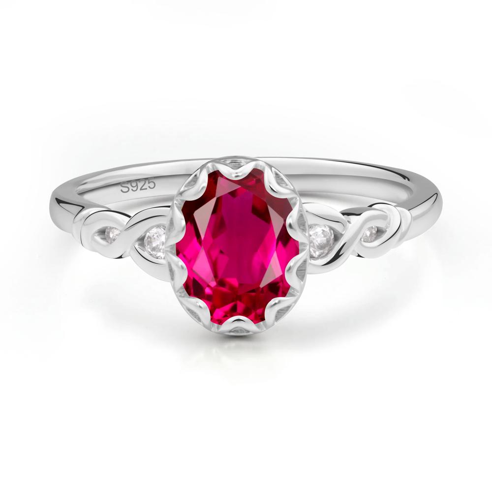 Ruby Vintage Oval Engagement Ring - LUO Jewelry #metal_sterling silver