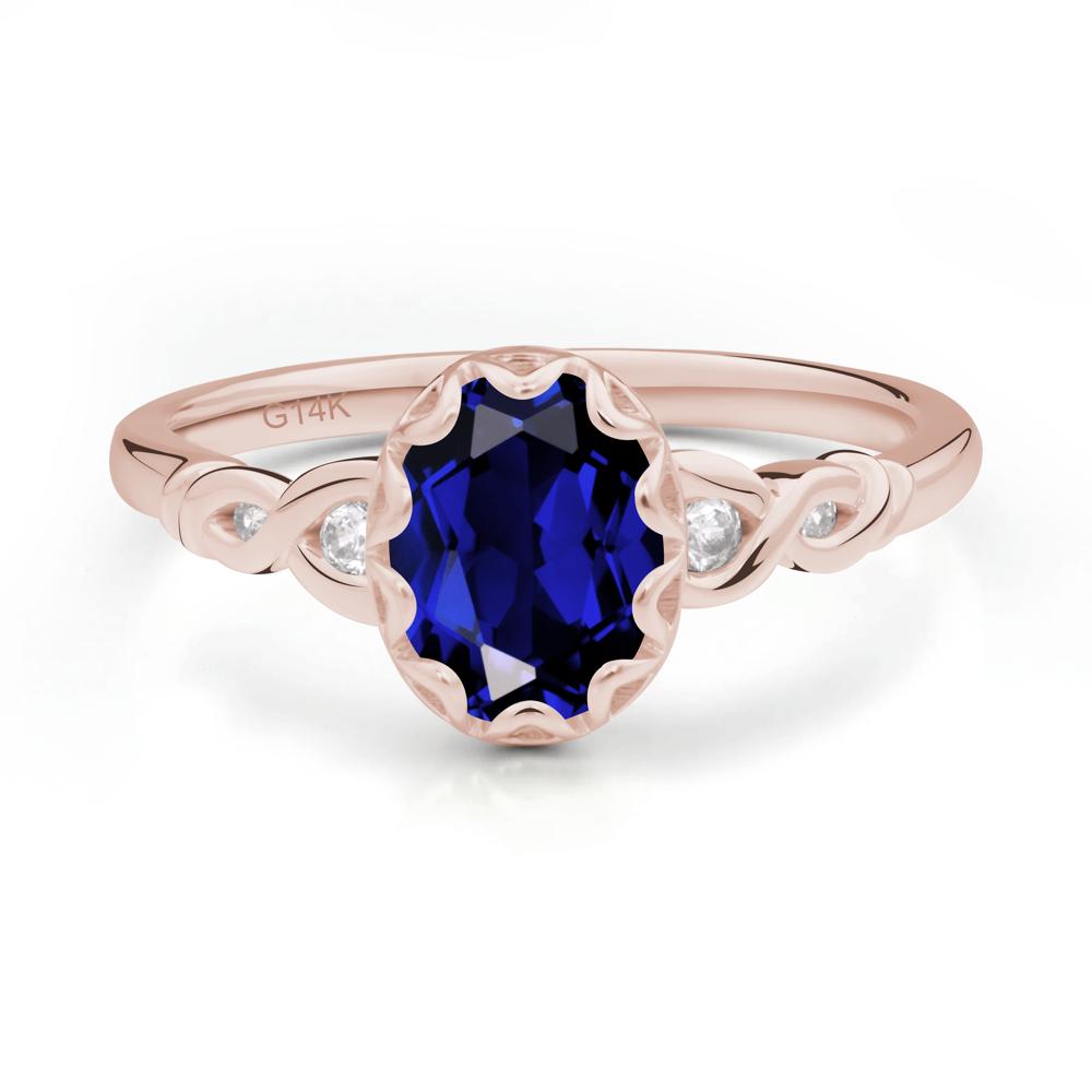 Sapphire Vintage Oval Engagement Ring - LUO Jewelry #metal_14k rose gold
