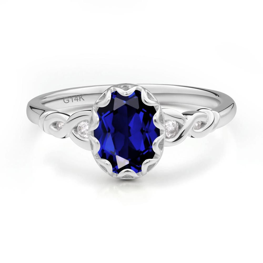 Sapphire Vintage Oval Engagement Ring - LUO Jewelry #metal_14k white gold