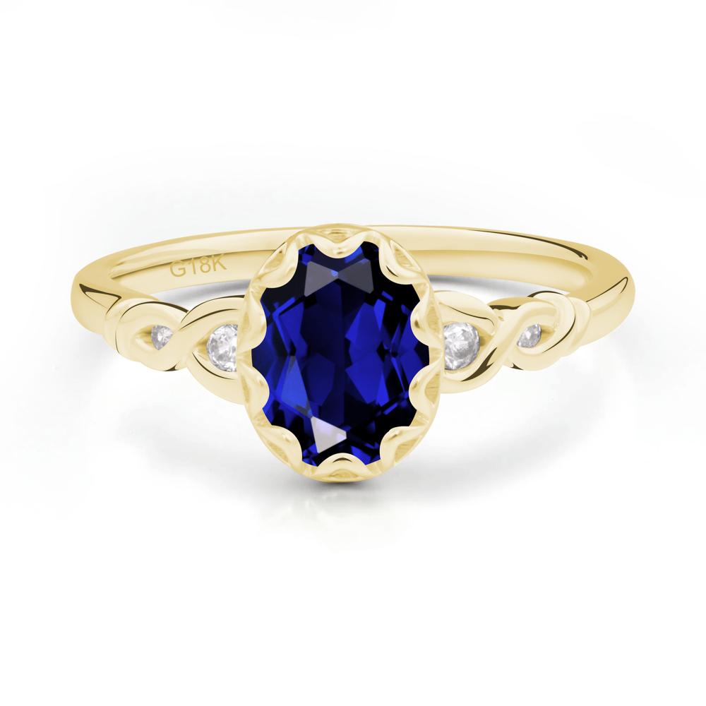 Sapphire Vintage Oval Engagement Ring - LUO Jewelry #metal_18k yellow gold