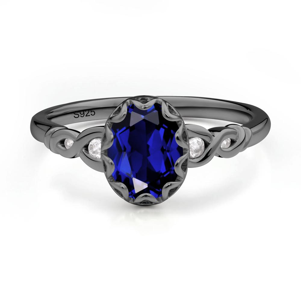 Sapphire Vintage Oval Engagement Ring - LUO Jewelry #metal_black finish sterling silver