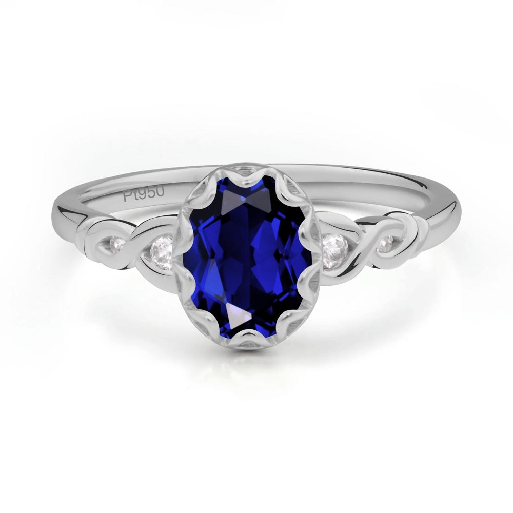 Sapphire Vintage Oval Engagement Ring - LUO Jewelry #metal_platinum
