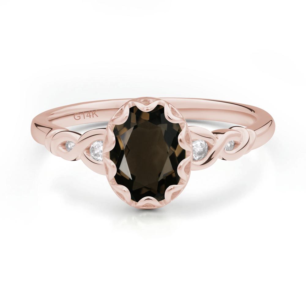 Vintage Smoky Quartz Oval Cut Engagement Ring - LUO Jewelry #metal_14k rose gold